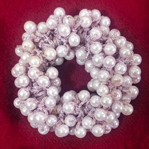 Blush Pink Beaded Scrunchie